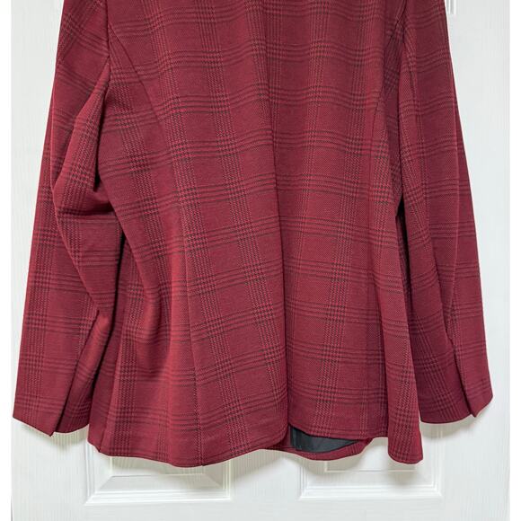 Lane Bryant New Women's Burgundy Plaid Single Button Blazer Jacket Size 20 - Picture 15 of 15